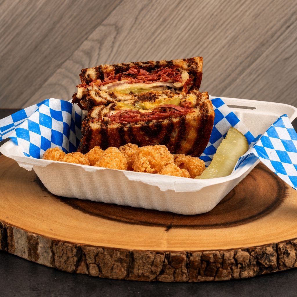 Spicy Hot Pastrami Reuben Sandwich.