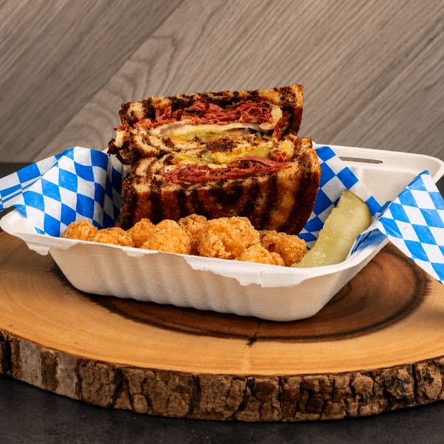 Spicy Hot Pastrami Reuben Sandwich.