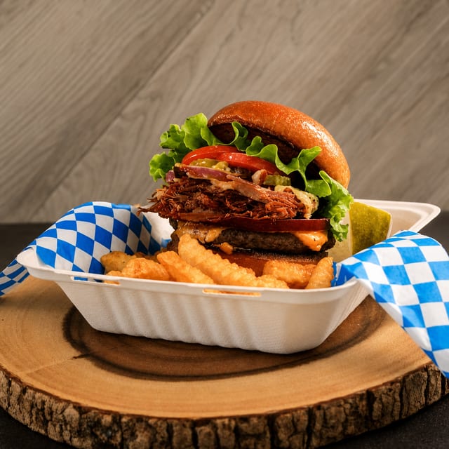 Spicy Homemade Hot Pastrami Burger.